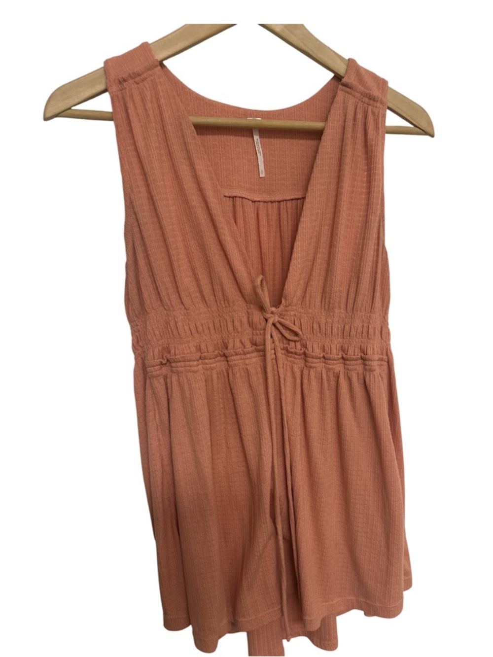 Free People Feminine/soft Coral Sleeveless Tie-Front Tank Top size LG - Picture 3 of 8